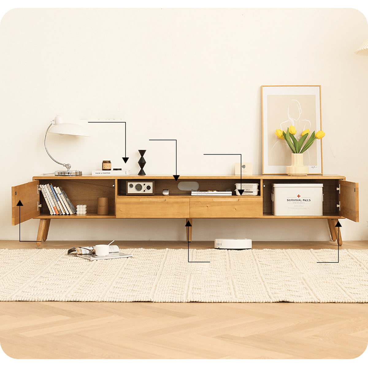 【高級ツゲ&キリ材使用】モダンデザイン テレビ台 - リビングにぴったりの美しい収納ソリューション hym-492