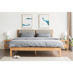 【贅沢な眠り】オーク&パイン素材使用の高品質ベッド - 綿麻布張りデザイン hym-630