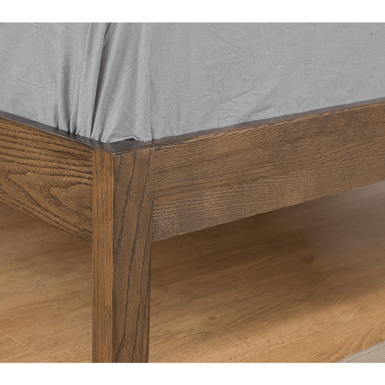 【贅沢な眠り】オーク&パイン素材使用の高品質ベッド - 綿麻布張りデザイン hym-630