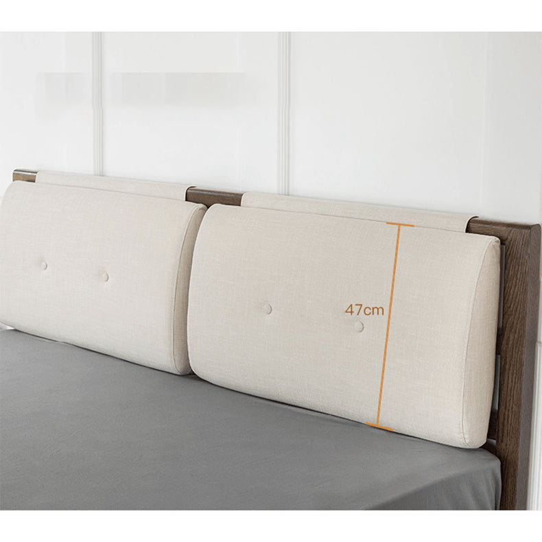 【贅沢な眠り】オーク&パイン素材使用の高品質ベッド - 綿麻布張りデザイン hym-630