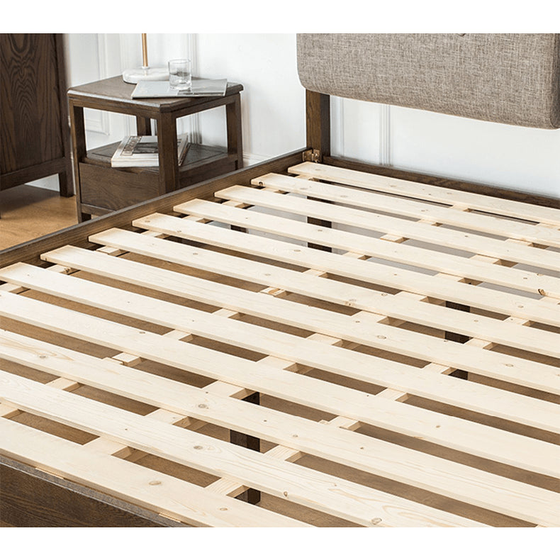 【贅沢な眠り】オーク&パイン素材使用の高品質ベッド - 綿麻布張りデザイン hym-630