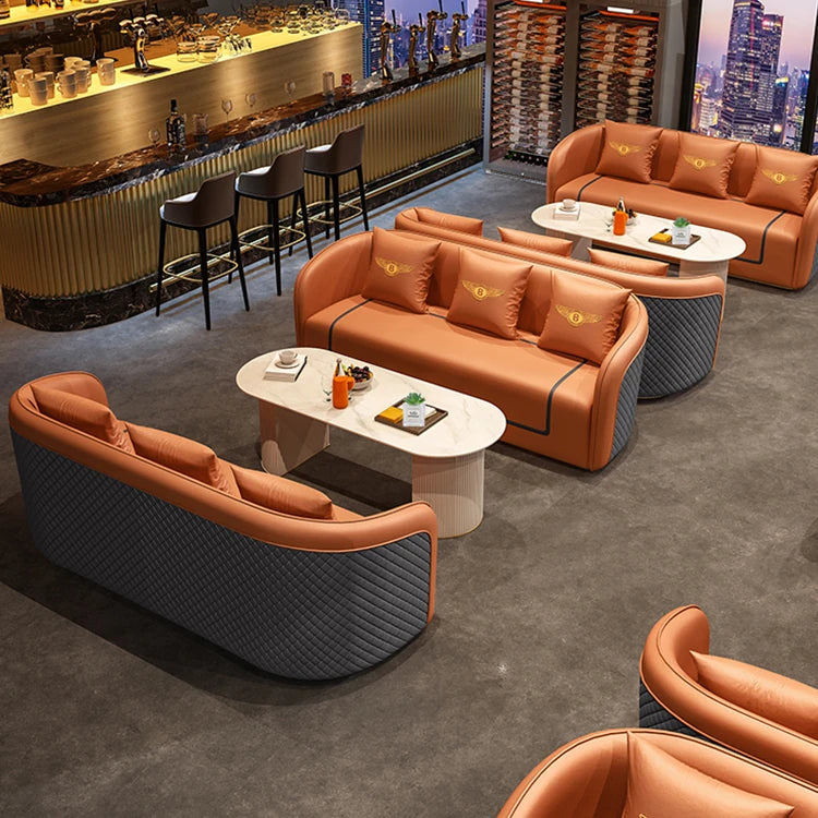 高級無垢材と合成皮革のラグジュアリーソファーセット—極上の快適さとデザインを! hyq-4417