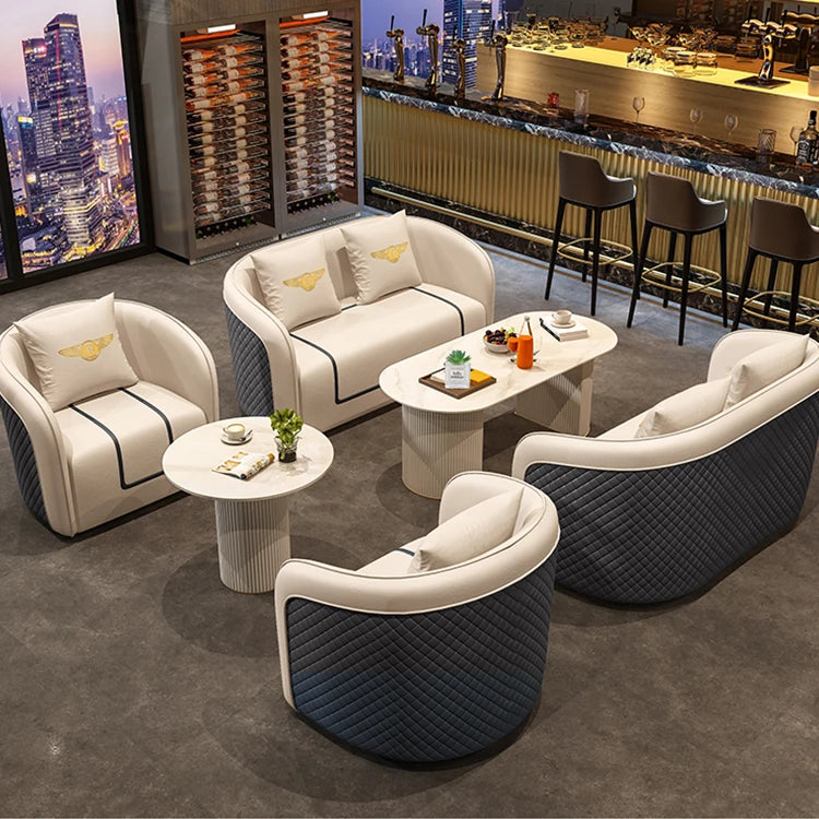 高級無垢材と合成皮革のラグジュアリーソファーセット—極上の快適さとデザインを! hyq-4417