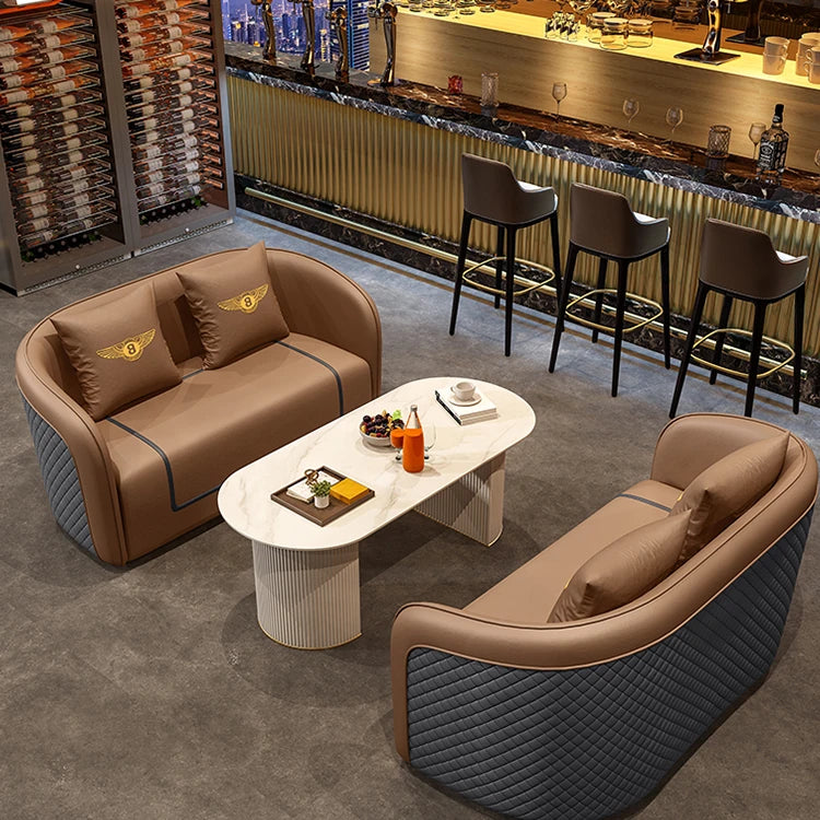 高級無垢材と合成皮革のラグジュアリーソファーセット—極上の快適さとデザインを! hyq-4417