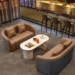 高級無垢材と合成皮革のラグジュアリーソファーセット—極上の快適さとデザインを! hyq-4417