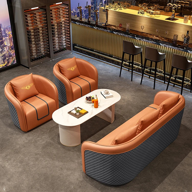 高級無垢材と合成皮革のラグジュアリーソファーセット—極上の快適さとデザインを! hyq-4417