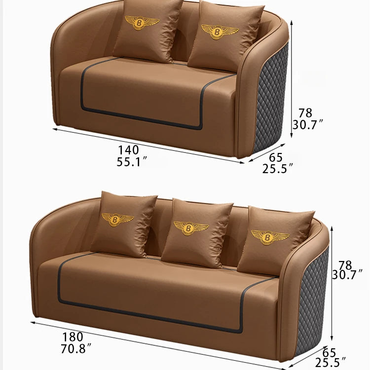 高級無垢材と合成皮革のラグジュアリーソファーセット—極上の快適さとデザインを! hyq-4417