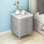 高級感あふれる大理石&合成皮革ナイトテーブル|スタイリッシュ収納家具 hyq-4418