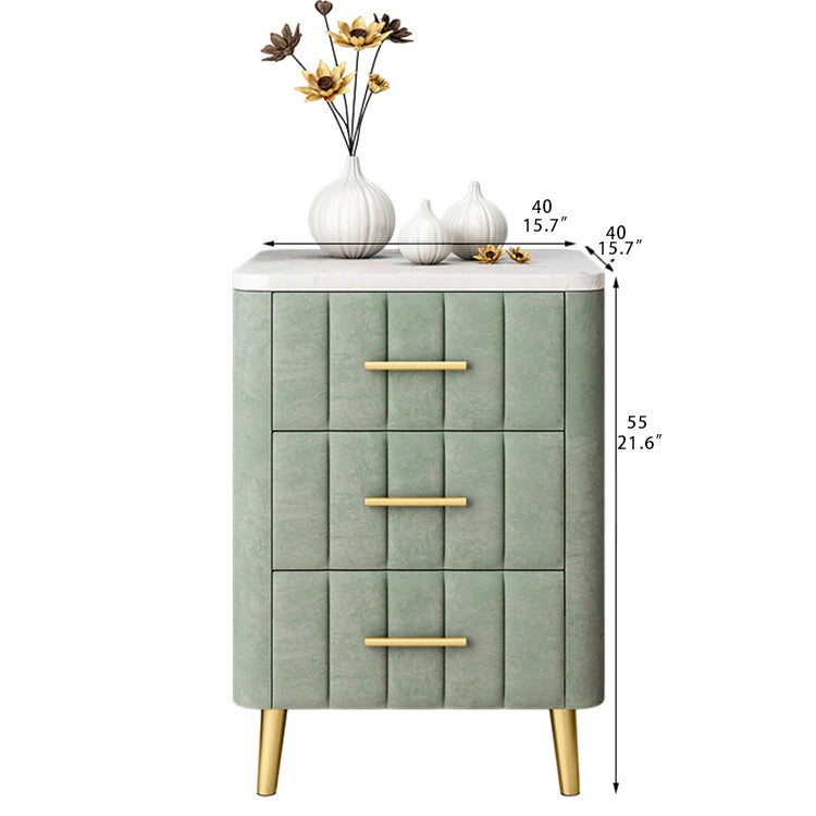 高級感あふれる大理石&合成皮革ナイトテーブル|スタイリッシュ収納家具 hyq-4418