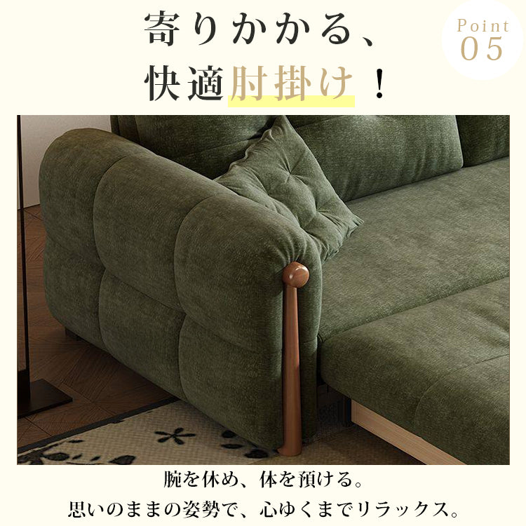 3人掛け シェニールソファーベッド|ヴィンテージ風 折りたたみ 収納付き リビング用 hyt-6488