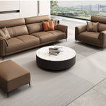 高品質パイン材使用!贅沢シリコンフィル&グースダウンクッション ソファー - 合成皮革仕上げ hzh-1352