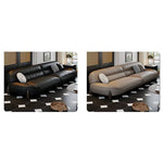 【高級素材使用】パイン&オークフレームの快適ソファー - ホワイトグースダウン&ラテックス使用、シリコンフィル&合成皮革カバー hzh-1364