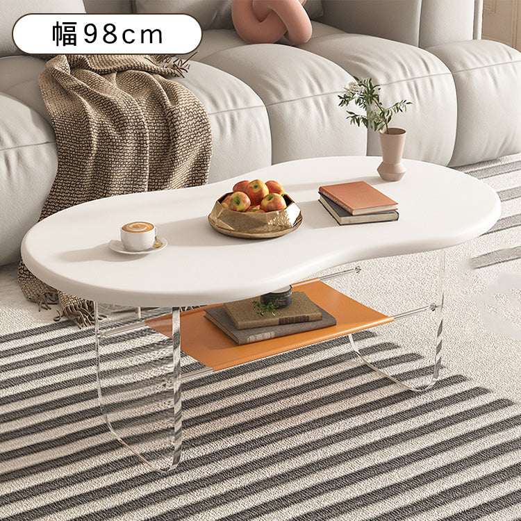 フレンチクリーム風アクリル脚クラウドデザインコーヒーテーブルリビング用 hzmty-5495