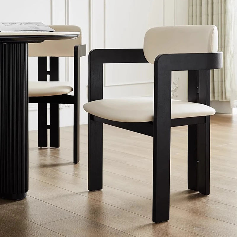 シンプルモダンアッシュ材チェア|合皮クッション付き|スタイリッシュなダイニング家具 hzmzw-3153