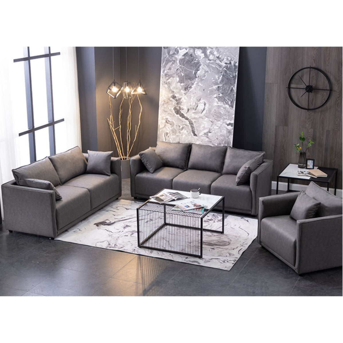 【高品質】松 木 枠 エアレザー 綿 ソファー - モダンデザイン?快適な座り心地! ja-18