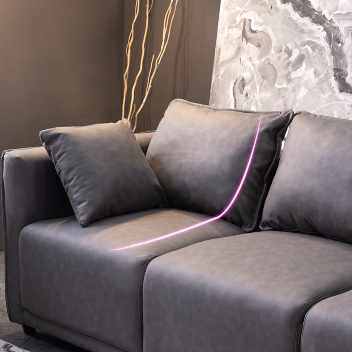 【高品質】松 木 枠 エアレザー 綿 ソファー - モダンデザイン?快適な座り心地! ja-18