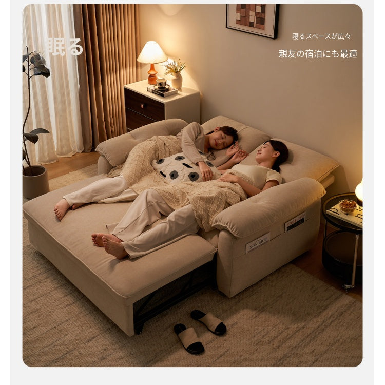 クリーム系デザイン ソファーベッド 折りたたみ式|リビング・書斎対応 多機能 省スペース jy-0203-34