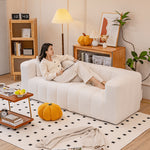 モダンデザイン!松材フレームとシープボア生地が融合した快適な合皮綿ソファー jy-112