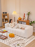 モダンデザイン!松材フレームとシープボア生地が融合した快適な合皮綿ソファー jy-112