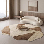 ヴィンテージ風 不規則ラグ 変形ラグマット リビング ソファ前 カーペット 寝室 ブラウン系 おしゃれ ky-09
