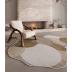 ヴィンテージ風 不規則ラグ 変形ラグマット リビング ソファ前 カーペット 寝室 ブラウン系 おしゃれ ky-09