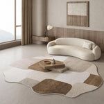 ヴィンテージ風 不規則ラグ 変形ラグマット リビング ソファ前 カーペット 寝室 ブラウン系 おしゃれ ky-09