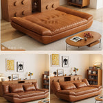 オイルレザー風 ソファーベッド 一体型 2WAY|伸縮式 折りたたみ 1〜2人用 lj-0203-27