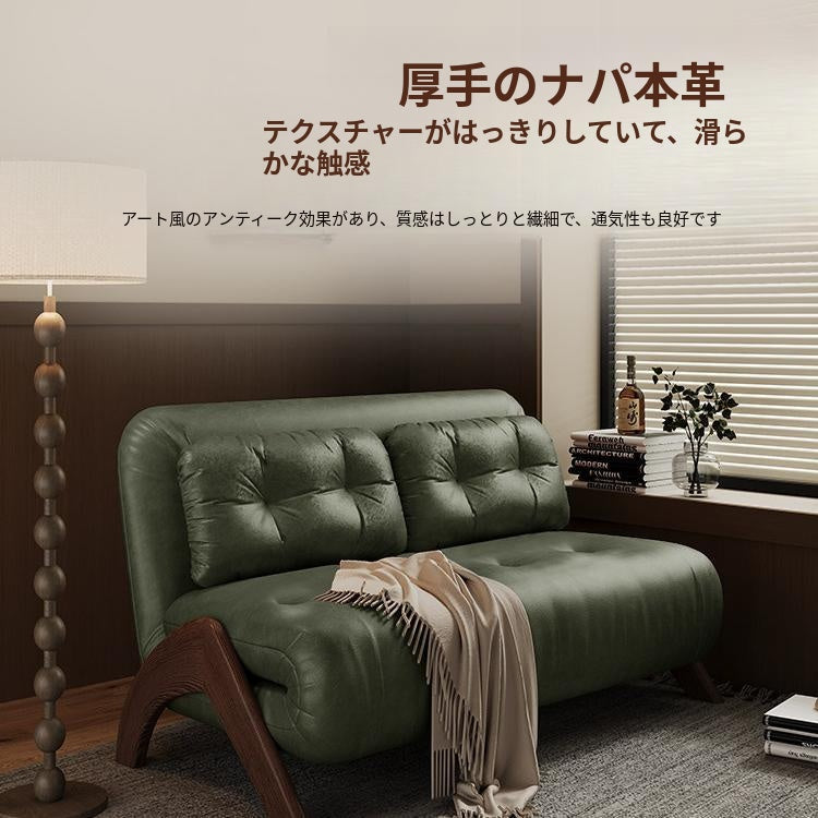 ヴィンテージ風 ソファベッド 木製 テックファブリック 折りたたみ 多機能 コンパクト リビング用 ly-0422-80