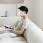 【高級感あふれる】パイン材フレーム&合皮ソファー - 極上の真綿クッション付き my-355