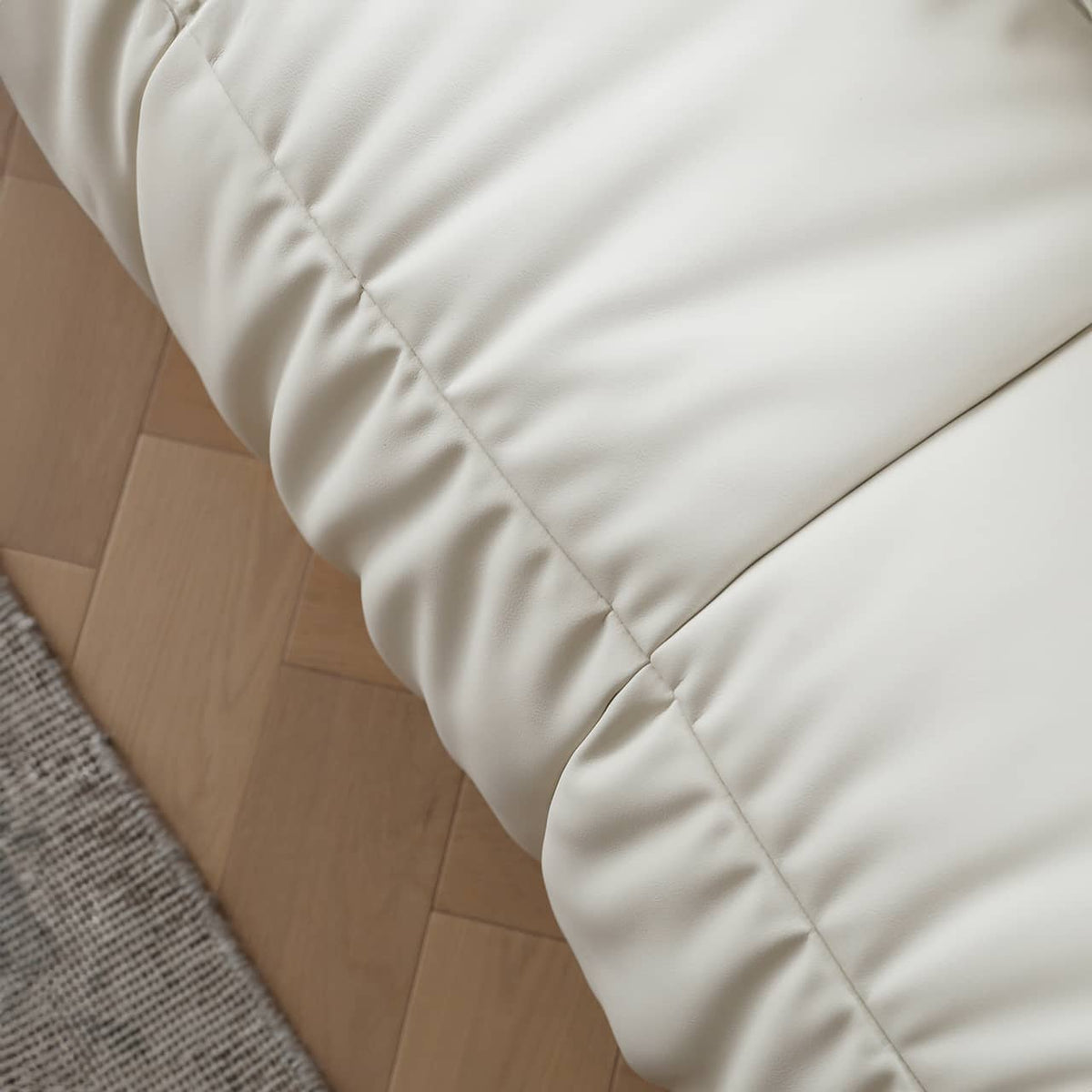 【高級感あふれる】パイン材フレーム&合皮ソファー - 極上の真綿クッション付き my-355