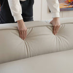 高級感溢れるパイン材合皮ダウンクッションソファー - インテリアを格上げする贅沢な寛ぎ空間 my-358