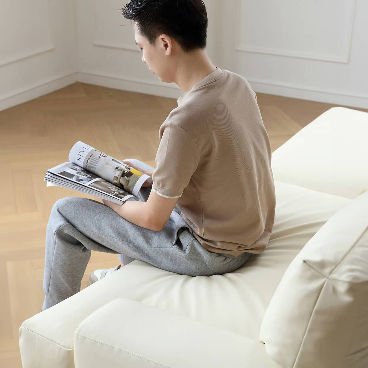 パイン材&レザー ダウン入りステンレス脚 ソファー - 快適なリラックス空間を演出 my-372