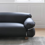 高級感漂うパイン材と合皮のソファー—ステンレス&アッシュ材で丈夫なデザイン my-374