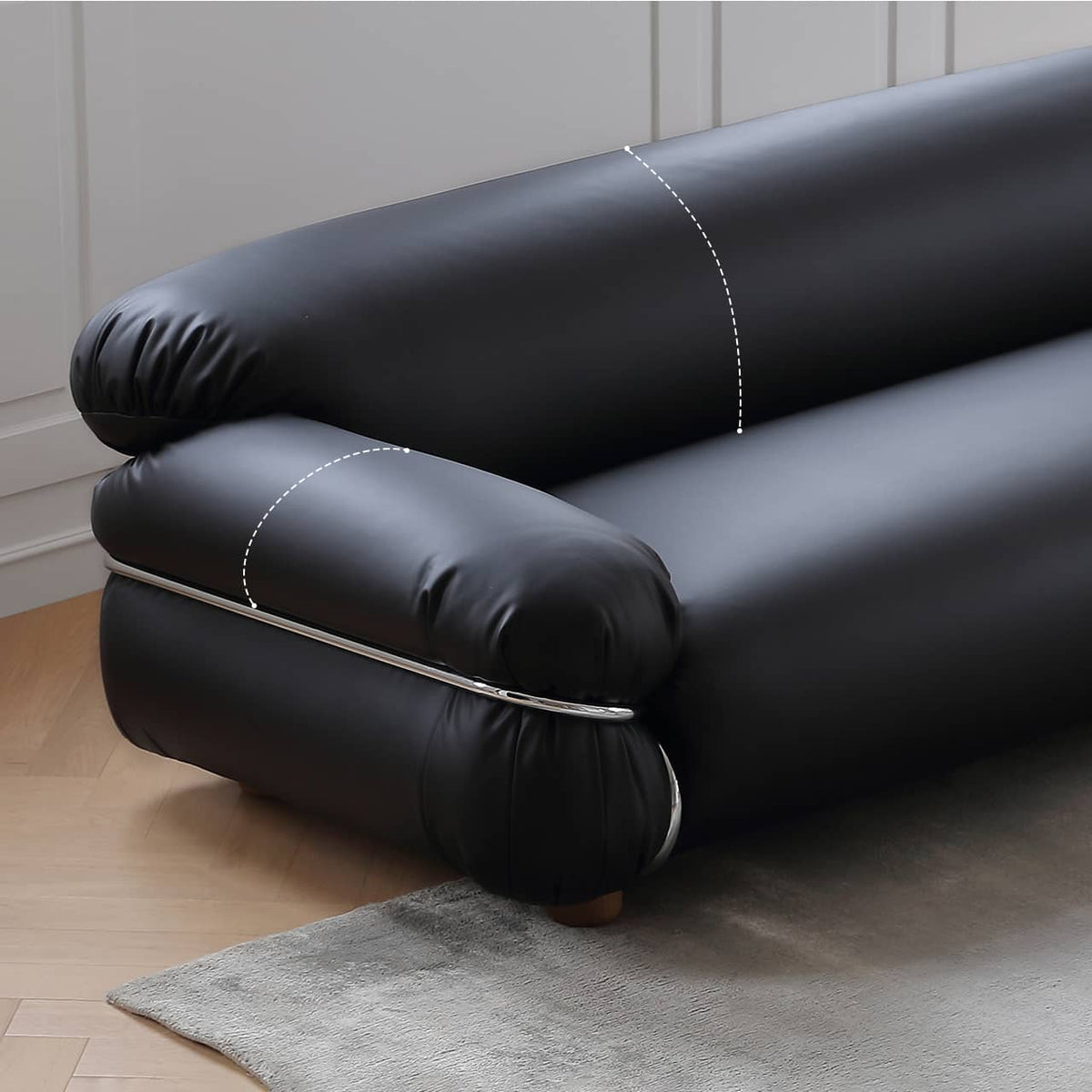 高級感漂うパイン材と合皮のソファー—ステンレス&アッシュ材で丈夫なデザイン my-374