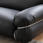 高級感漂うパイン材と合皮のソファー—ステンレス&アッシュ材で丈夫なデザイン my-374