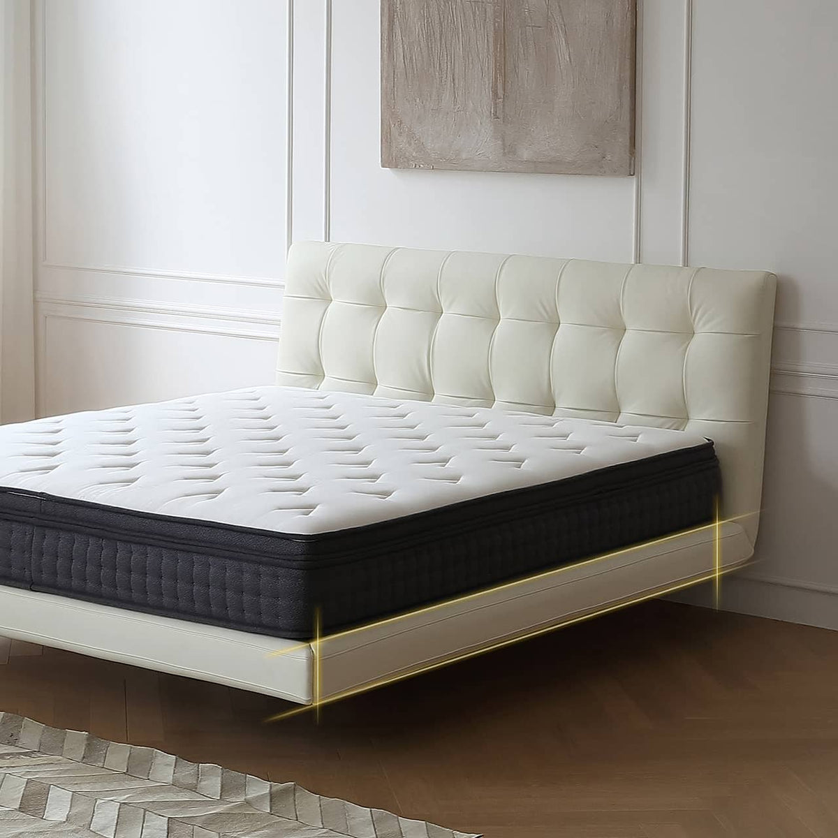 パイン材×レザー×スチール? 高級感あふれるデザインベッド my-376