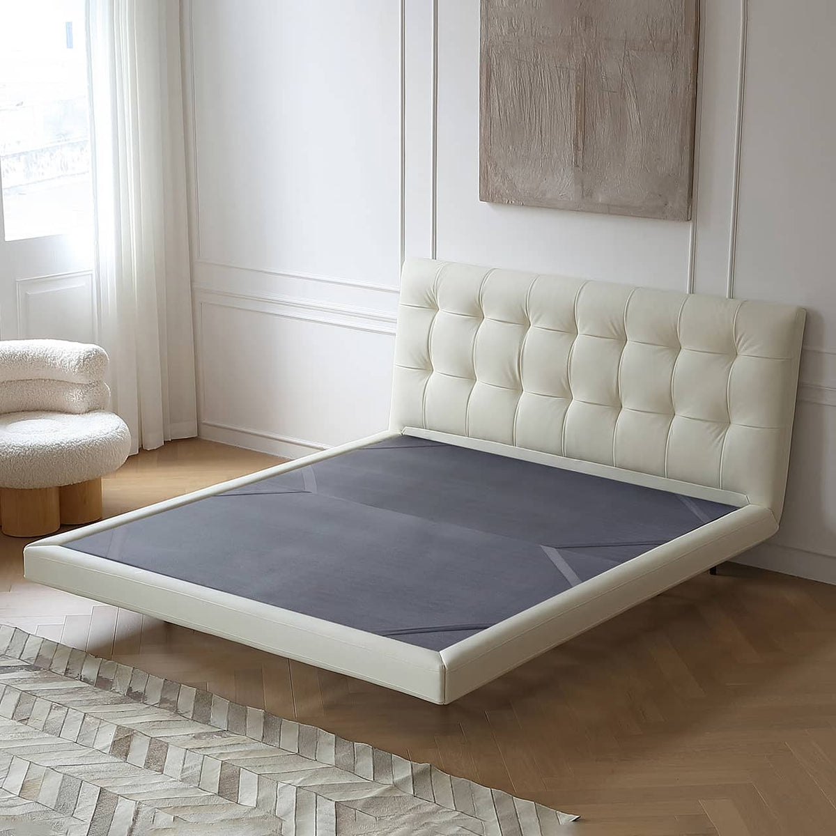 パイン材×レザー×スチール? 高級感あふれるデザインベッド my-376