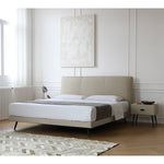 パイン材フレームとレザー仕上げの高級真綿ベッド my-379