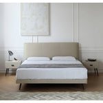 パイン材フレームとレザー仕上げの高級真綿ベッド my-379