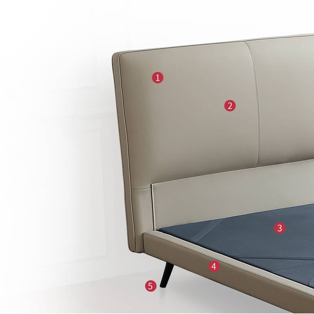 パイン材フレームとレザー仕上げの高級真綿ベッド my-379