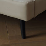 パイン材フレームとレザー仕上げの高級真綿ベッド my-379