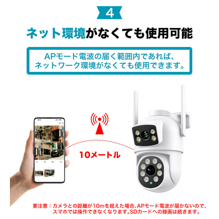 600万画素防犯カメラ一台で2台役割に立つ!全方位でお家を見守り! A9Q
