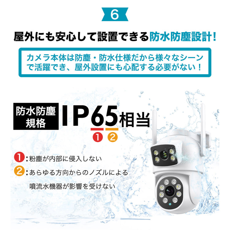 600万画素防犯カメラ一台で2台役割に立つ!全方位でお家を見守り! A9Q