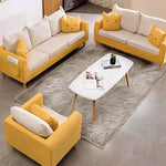 高級木製ソファー|快適なテリークロス&綿素材のソファーセット qm-12