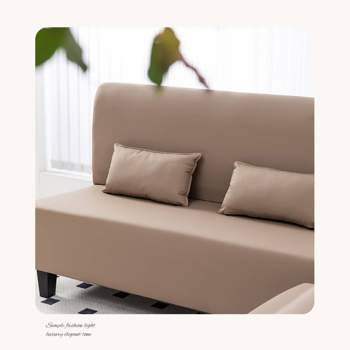 高級木製フレーム合皮ナイロンソファー - モダンで洗練されたデザイン qm-14