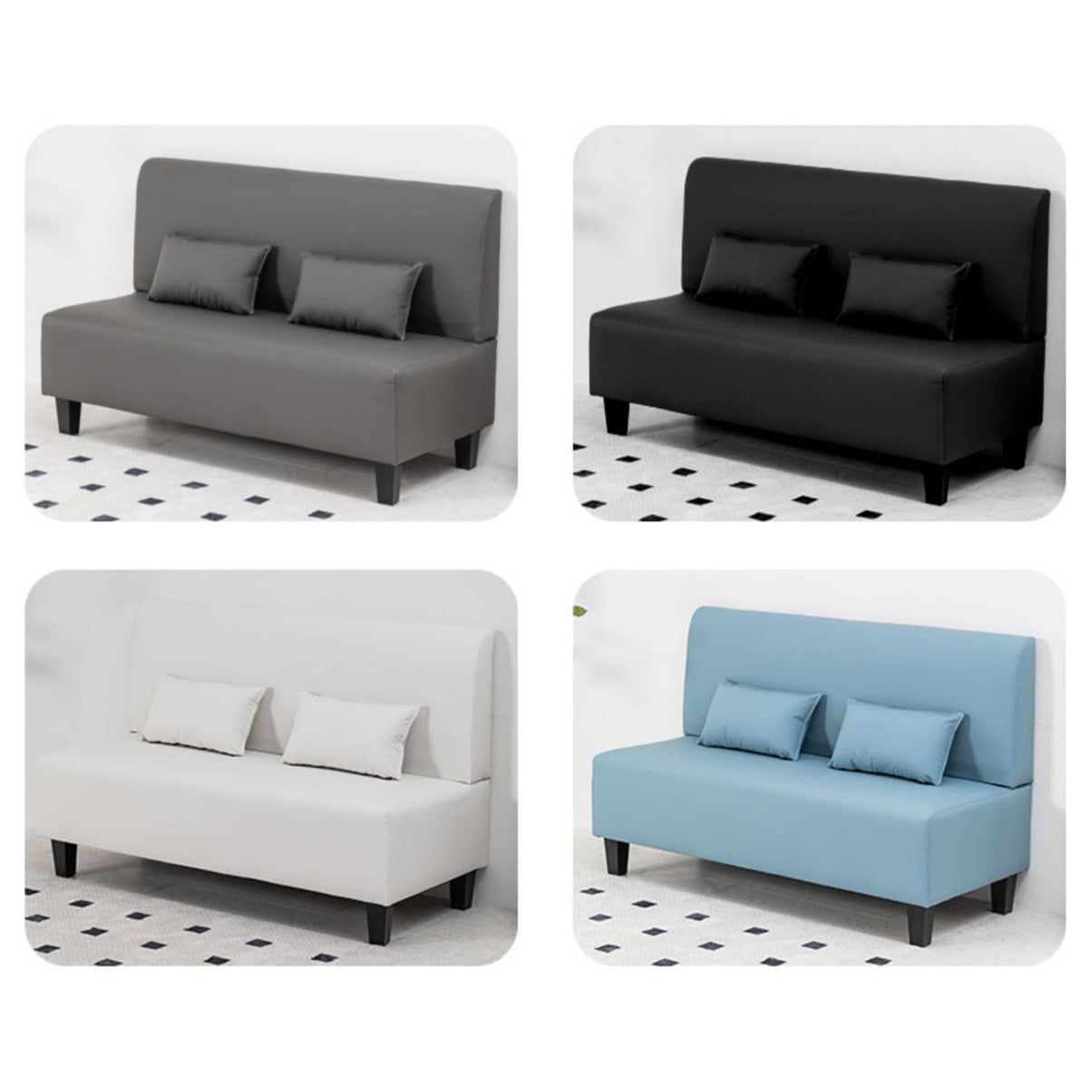 高級木製フレーム合皮ナイロンソファー - モダンで洗練されたデザイン qm-14