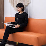 高級木製エアレザーソファー | 快適なナイロン&綿素材 qm-15