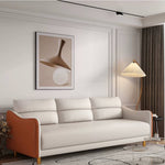 高級感溢れる木製フレームと合皮素材のソファー qm-16