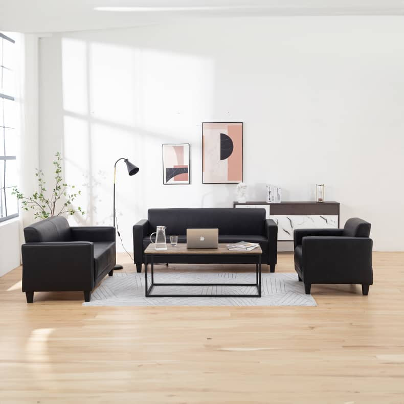 高品質木製フレーム×エアレザーソファー3人掛け/快適&耐久性抜群 qm-4