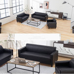 高品質木製フレーム×エアレザーソファー3人掛け/快適&耐久性抜群 qm-4